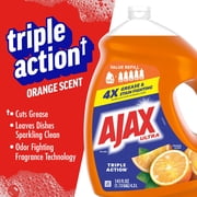 Ajax Ultra Liquid Dish Soap, Triple Action, Easy-Flip Cap, Orange Scent, 145 fl oz