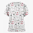 thumbnail image 5 of Uniforme de enfermera de moda para mujer, estampado de muñeco de nieve navideño, manga corta, cuello en V, uniforme de trabajo de Papá Noel, uniforme de trabajo médico 2024, 5 of 5