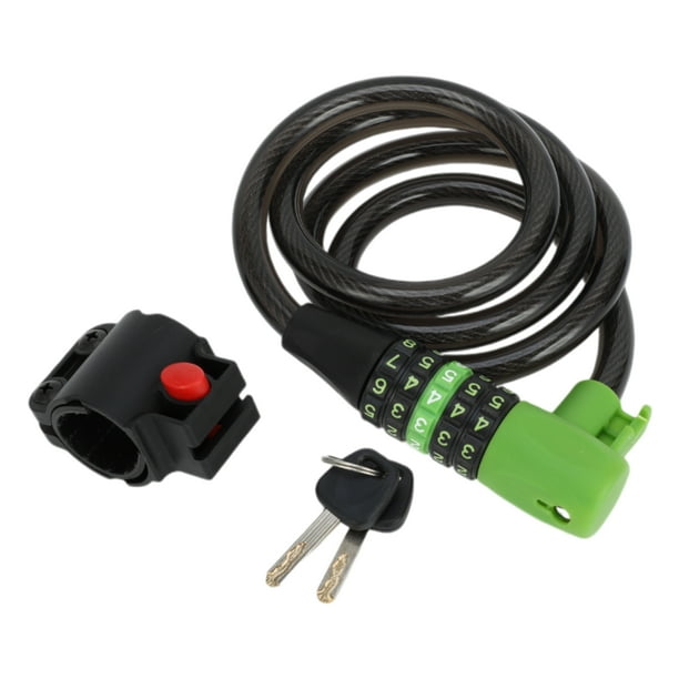 Candado Espiral de Bicicleta de 5 Dígitos Reajustable de Alta Resistencia de Unique Bargains 122cm Negro Verde 1 Juego