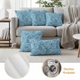 thumbnail image 6 of Light Blue Teal Outdoor Waterproof Pillow Covers, Retro Botanical Abstract Art Decorative Square Throw Pillowcase Sofa Cushion Sham for Patio/Couch/Chair, 24"x24" 2 Pack, 6 of 8