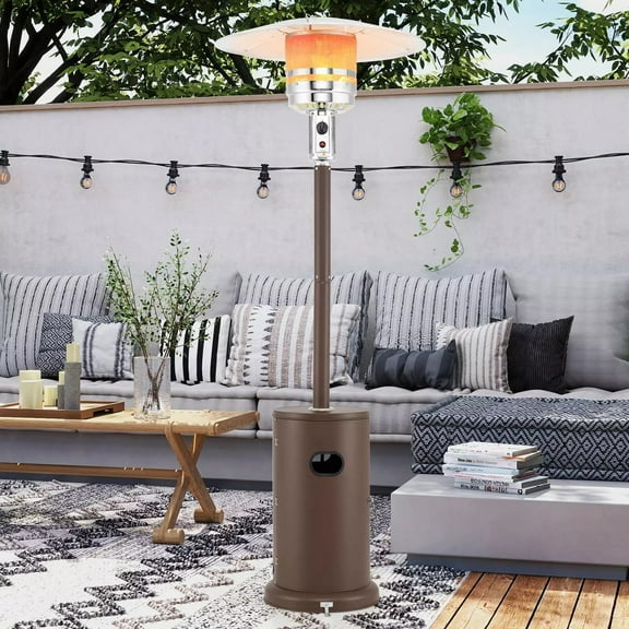 Auranook 50,000 BTU Patio Heater w/ Wheels, Propane Heater w/ Round Table Design & Thickened Stainless Steel Burner, Tip-Over & Flame-Out Safety Protection