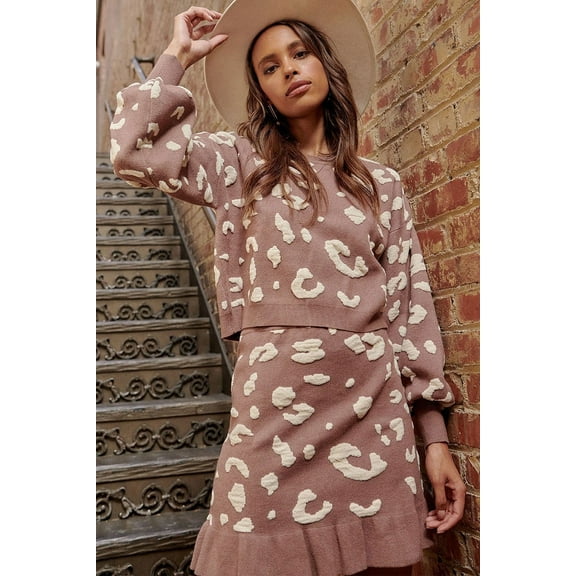 A Leopard-print Knit Mini Skirt S