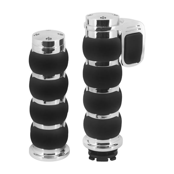 For Harley Honda Yamaha Kawasaki 1" Motorcycle Chrome Non-Slip Rubber Hand Grips