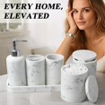 thumbnail image 6 of 6-Piece Bathroom Accessories Set, Organizer Set with Soap Dispenser, Toothbrush Holder Set, Vanity Tray, Tumbler & 2 Cotton Swab Jars – Modern Stylish Bathroom Storage(Marble White), 6 of 16