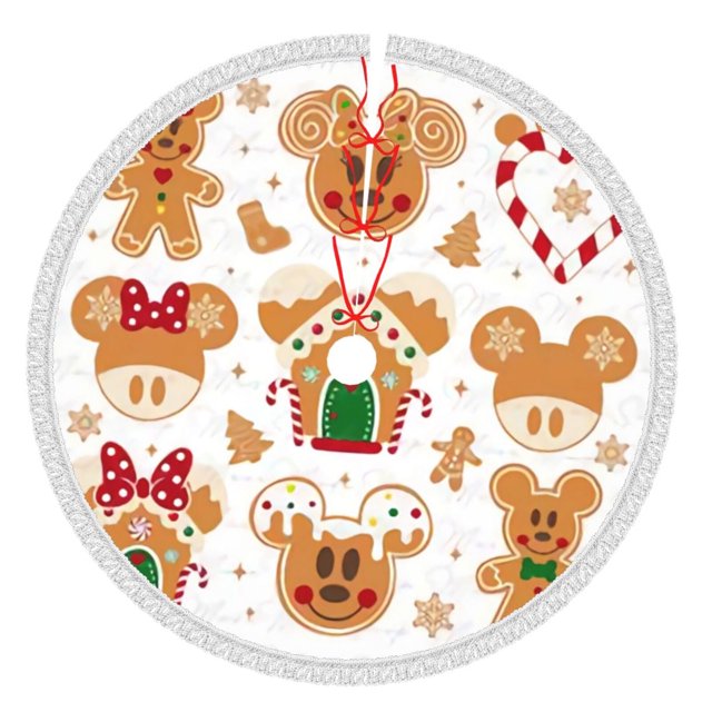 Faldas para árbol de Navidad de Mickey Mouse de 48 pulgadas, tapete para árbol de Navidad para fiestas de invierno, falda para árbol de Navidad para decoraciones navideñas rústicas