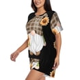 thumbnail image 2 of Fuzoiu Sunflower Gnomes 4 Print Women's Short-Sleeved Pajama Set,Lounge Sleepwear Set,Womens Pajama Sets 2 Piece,Button-Up Top and Shorts with Pockets-XX-Large, 2 of 7