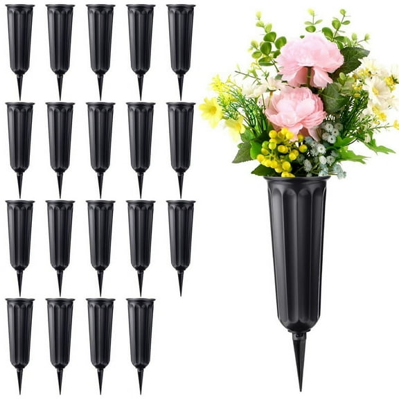 20 Pack Cemetery Vases with Spikes,Plastic Vases for Flowers,Grave Decorations for Cemetery,Memorial Floral Vases