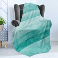 thumbnail image 4 of Teal Soft Flannel Fleece Throw Blanket, Painted Wood Board Horizontal Lines Birthdays Easter Holiday Print Backdrop Image, Cozy Plush for Indoor and Outdoor Use, 70" x 90", Turquoise, by Ambesonne, 4 of 5