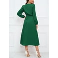 thumbnail image 4 of Solid Color Twist Front Pleated Dress for Women Mid-Calf Length Green Large, 4 of 4