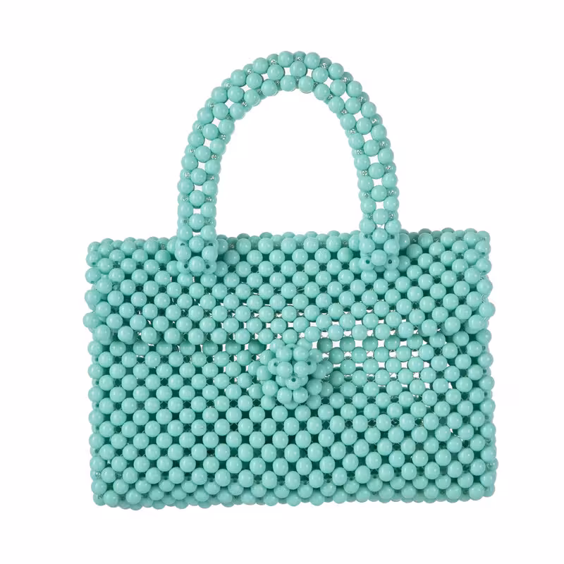 Jade, variant on Women Acrylic Beaded Clutch Macaron Color Message Bag with Strap for Wedding Evening Party