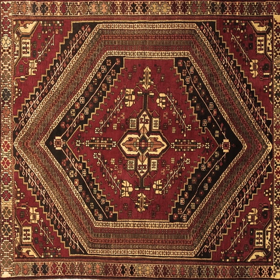 Ahgly Company Indoor Square Persian Brown Traditional Area Rugs, 7' Square