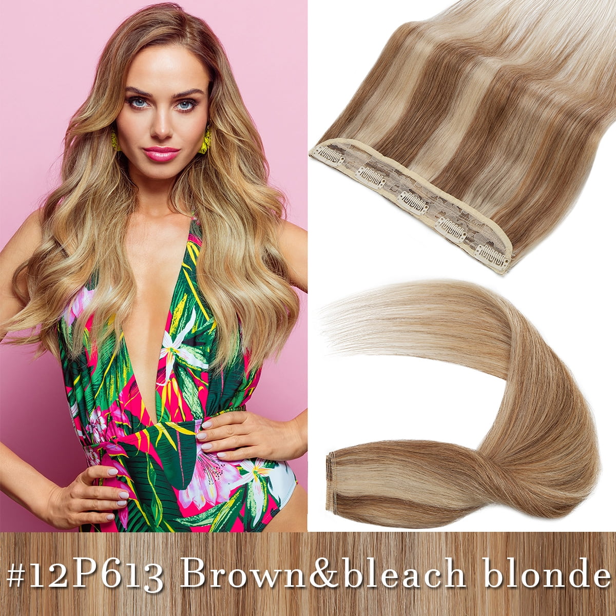 SEGO Clip in Hair Extensions Human Hair 3/4 Full Head 100% Real Remy Thick Hair Extensions Silky Straight Balayage Blonde Hair Pieces