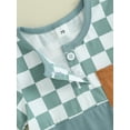 thumbnail image 6 of FEORJGP Infant Baby Boys Summer Romper 3M 6M 12M 18M Newborn Short Sleeve Jumpsuit Crew Neck Checkerboard Print Casual Bodysuit Toddler Casual Comfy Daily Clothes, 6 of 9