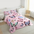 thumbnail image 3 of Castle Fairy Boys Girls Flying Colorful Butterflies Full Size Comforter Sets 3-Piece,Dreamy Princess Bedding Comforter Set,Spring Garden Lightweight Bedding Sets,Breathable Home Decor,Reversible, 3 of 8
