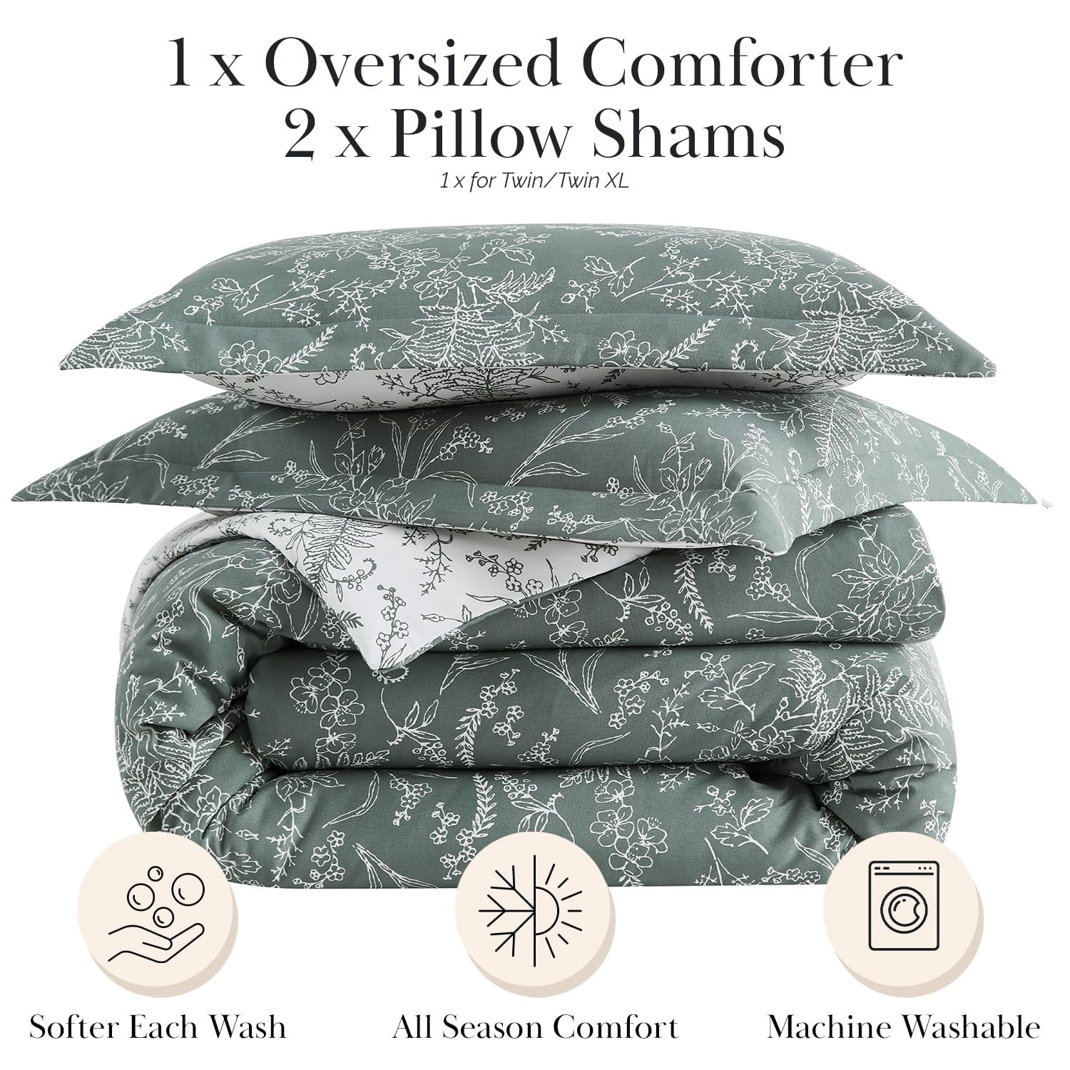 Elegant and Chic Winter Brush Reversible Soft Down Alt 3-Piece Comforter Set by Southshore Fine Linens