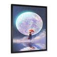thumbnail image 2 of Designart 'Girl With Umbrella Standing On Water Against Moon' Traditional Framed Art Print, 2 of 4