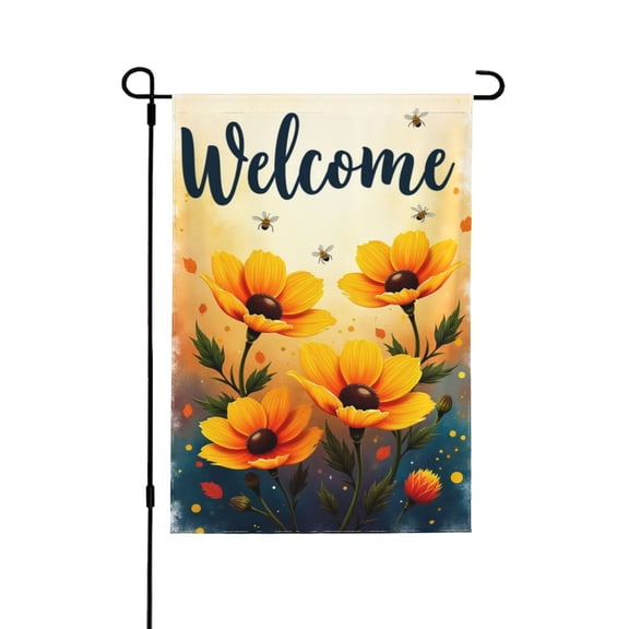 Welcome Fall Garden Flag 12x18 Inch Double Sided Yellow Flowers Bees Autumn Yard Flag Outdoor Decor Seasonal Farmhouse House Banner