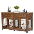 thumbnail image 7 of 2 Rooms Dog Crate Furniture with Openable Divider,58" Wooden Dog Crate Table with 2 Drawers,5-Doors Dog Furniture,Heavy Duty Kennel for Medium/Large Dog,Indoor Dog Kennel,Dog House,Dog Cage, 7 of 7