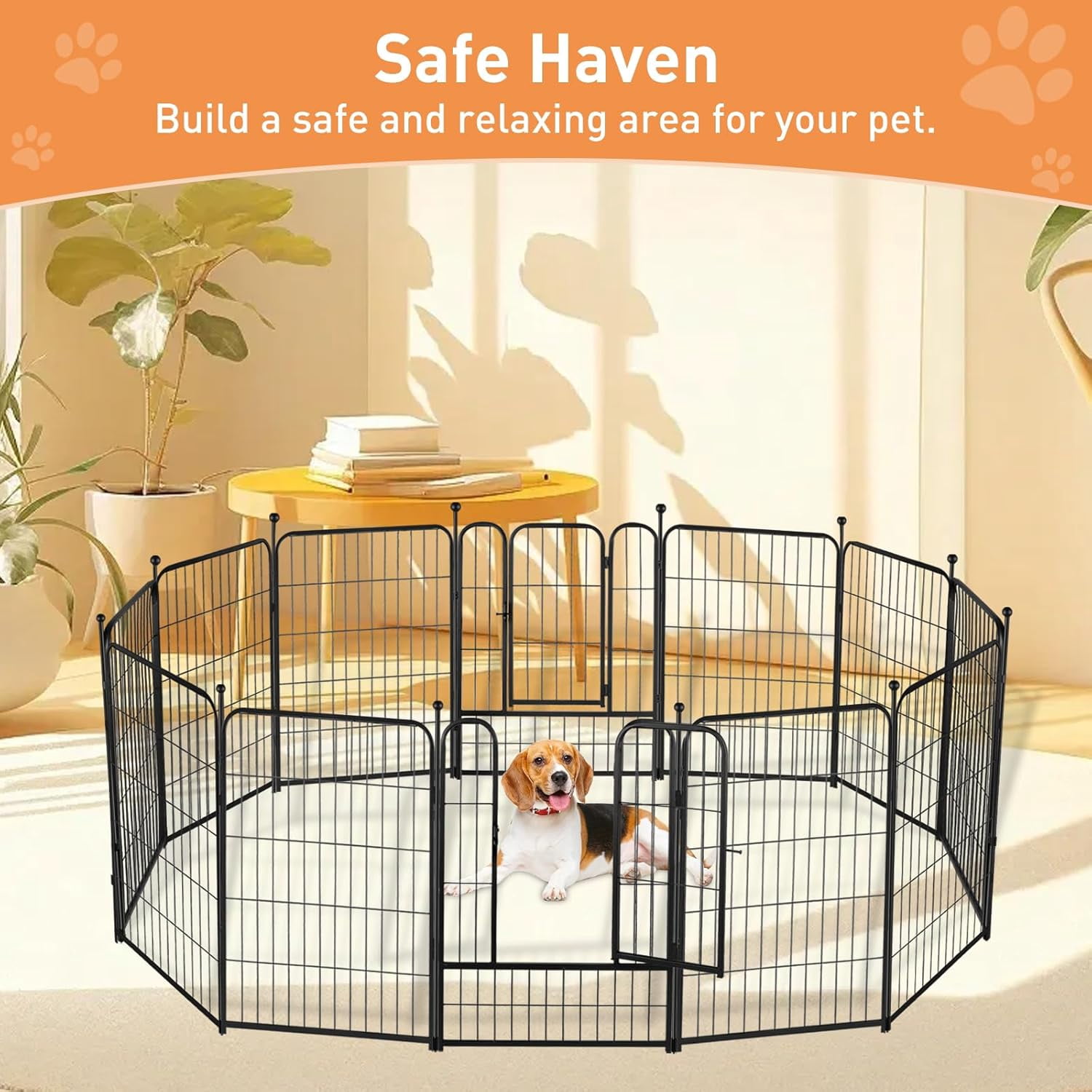 Dog Playpen 32 Inch Black Dog Fence for Small and Medium Dogs Indoor Outdoor Use Perfect Dog Pen for Camping Yard RV Garden Fence 12 Panels