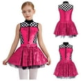 thumbnail image 5 of renvena Girls Sequin Racer Dress Checkered Speed Race Car Driver Jumpsuit Sparkle Racing Hot Pink 14, 5 of 7