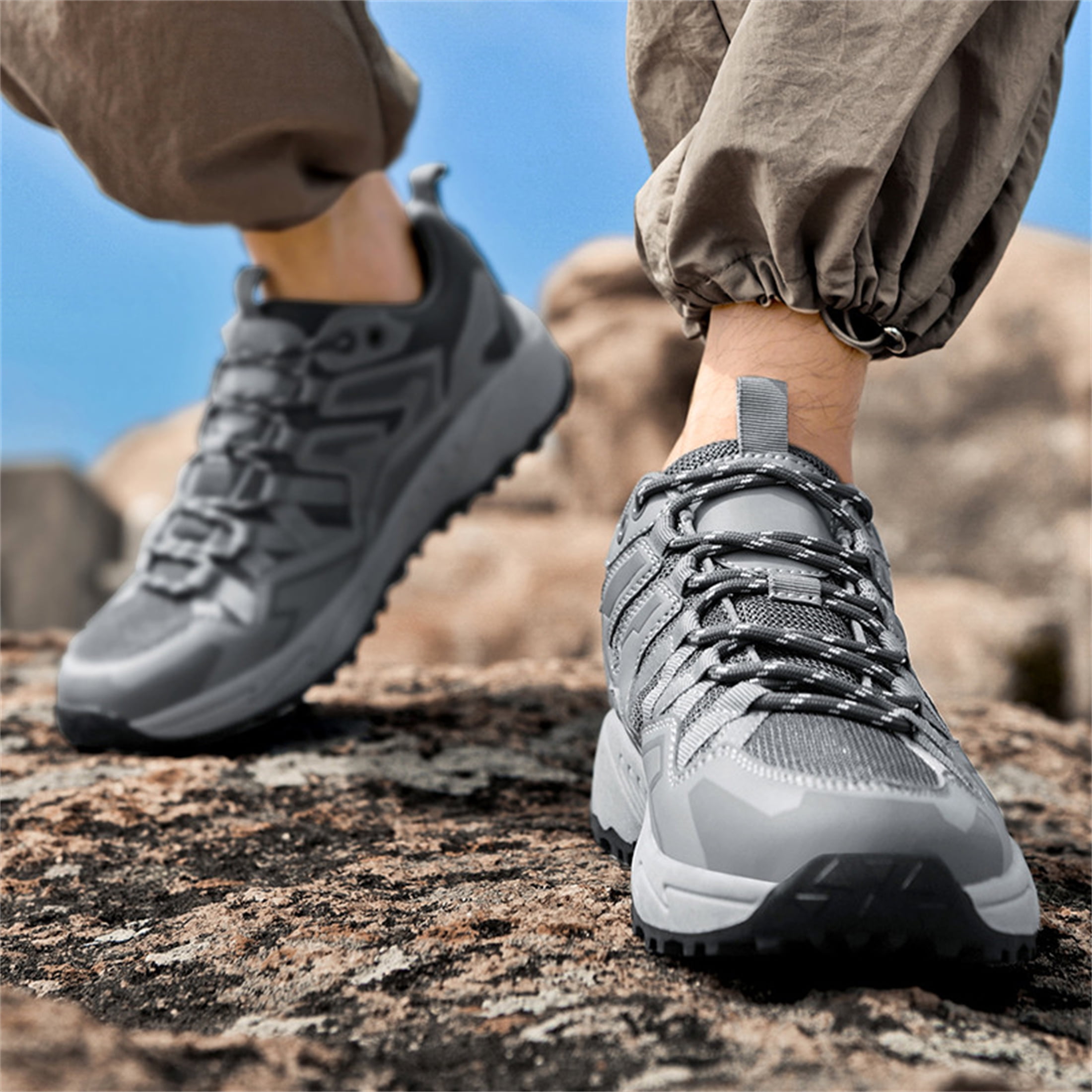 YOURDIARY Mens Hiking Shoes Comfortable Breathable Mesh Outdoor Sports Shoes