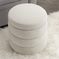 thumbnail image 7 of Modern Boucle Round Ottoman,Upholstered Foot Stools Ottoman, Vanity Chair for Makeup Room Bedroom Living Room (White), 7 of 7
