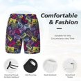 thumbnail image 3 of Rateoe Retro Cassette Music Pattern Men’s Swim Shorts with Compression Liner – Double-Layered Quick-Dry Swimwear, Comfortable & Stretchy Beach Shorts-XX-Large, 3 of 6