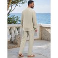 thumbnail image 3 of DARING DIVA Men's 2-Piece Linen Long Sleeve Beach Sets Shirt and Pants XL Light Gray, 3 of 7