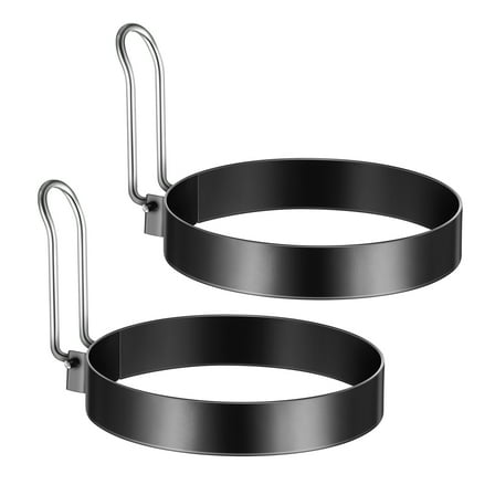 UNOMOR 2PCS Round Egg Cooking Rings Food Grade Stainless Steel Shaping Eggs Tool