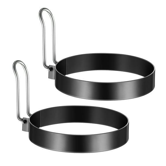 UNOMOR 2PCS Round Egg Cooking Rings Food Grade Stainless Steel Shaping Eggs Tool