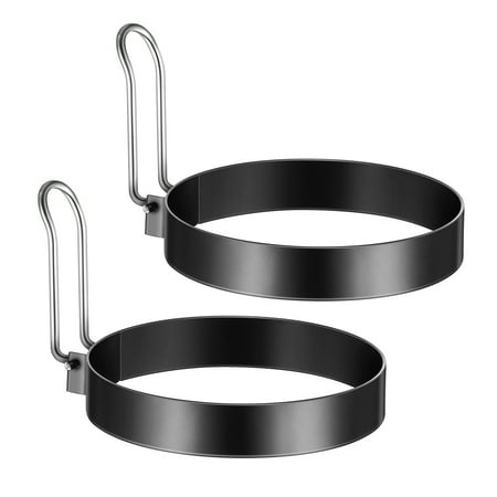 

BESTONZON 2PCS Stainless Steel Cooking Mold Fried Egg Pancake Circle Non-Stick Egg Rings Kitchen Mould Tool (Black)