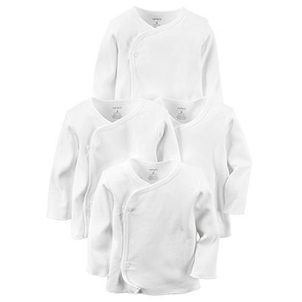 Carter's Carter's Unisex Baby Side Snap Long Sleeve Shirts 4 Pack White Preemie Walmart
