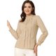 thumbnail image 1 of Camisa con botones plisada de algodón Allegra K Caqui L, 1 of 4