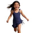 thumbnail image 2 of gcong Girl Swimsuit One Piece Girls Solid Color Bathing Suit Adjustable Strap Ruffle Swimwear with Cover Up, 2 of 8
