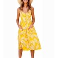 thumbnail image 1 of Robe Midi d'Été à Fleurs pour Femme, Dos Nu, Bretelles Spaghetti, Boutonnée, avec Poches, m, Am071-18, 1 of 6