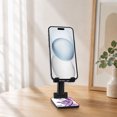 thumbnail image 5 of WIRESTER Black Foldable Phone Stand for Desk, Adjustable Portable Cell Phone Holder for iPhone 17, 16, 15, 14 and Android Smartphones - 2 Tone Purple Butterfly, 5 of 6