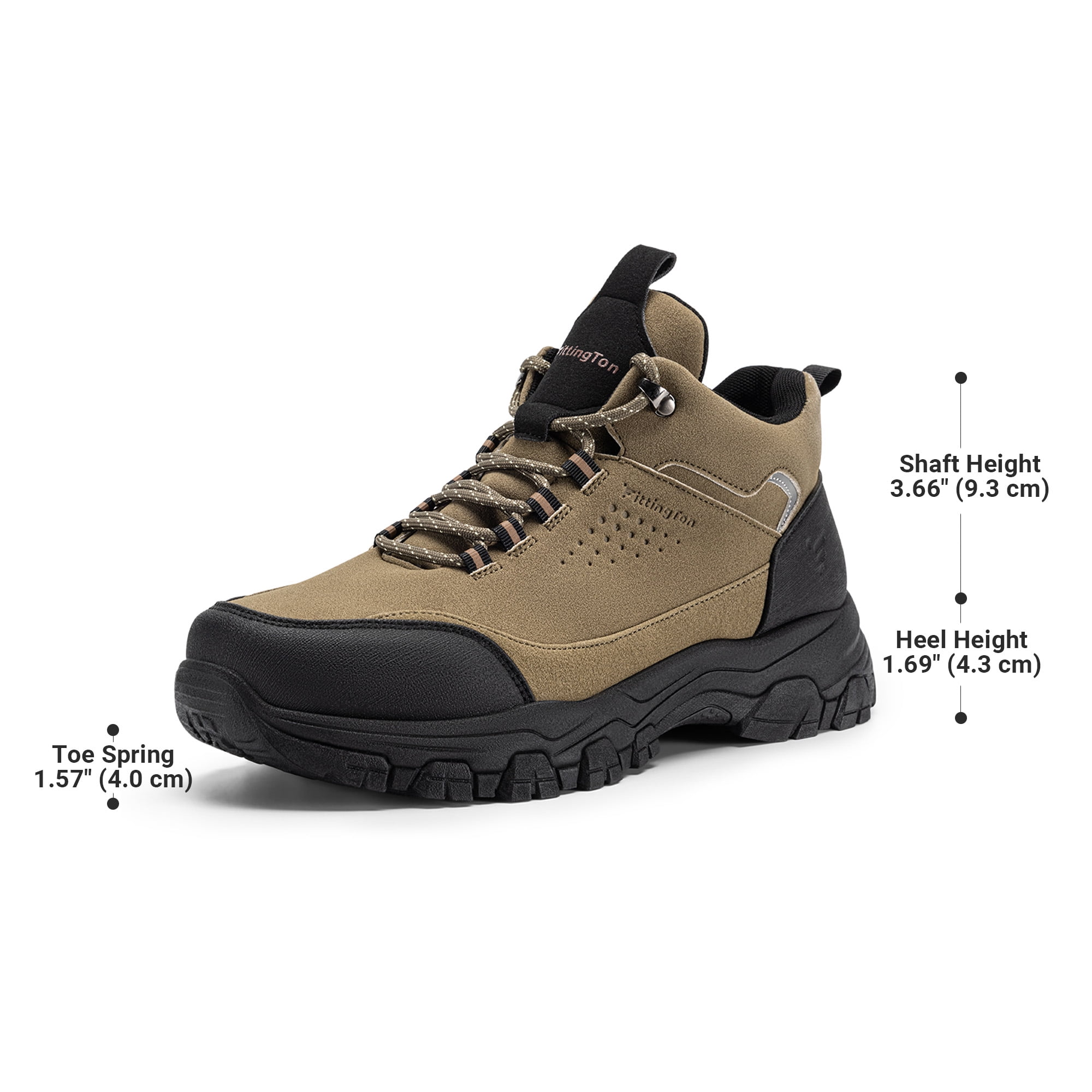 Fittington Men's Walking Hiking Shoes Outdoor Trekking Athletic shoes Arch Support | Reflective Safety Feature | Dark Brown/Black