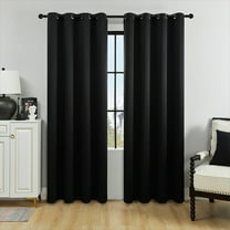 Gogreen Solid Thermal Insulated Grommet Blackout Curtains/Drapes for Bedroom Window (2 Panels, 42x63 inch, Black)