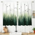 thumbnail image 3 of Green Misty Forest Small Kitchen Curtains Nature Window Treatment Tree Woodland Rod Pocket Cafe Short Curtains for Bathroom Dining Laundry Room Mountain Tier Treatment Drapes 27.5x39 inch, 3 of 6