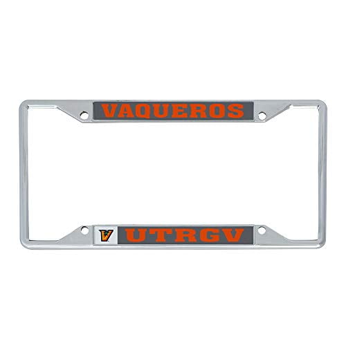 The University Of Texas Rio Grande Valley Utrgv Vaqueros Ncaa Metal License Plate Frame For Front Back Of Car Officially Licensed Mascot Walmart Com Walmart Com