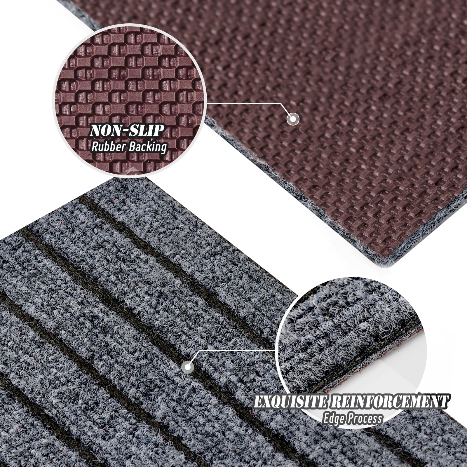 BESTVUE Area Runner Rug Outdoor Non Slips Carpet Runners Indoor Utility Rugs Mat for Kitchen Hallway Entryway Garage with Rubber Backing Striped Gray 2ft x 6ft