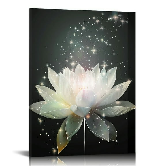 JEUXUS Canvas Prints Wall Art Lotus Floral Blossom Pictures for Modern Wall Decor Artwork Spirtual Meditation Prints on Canvas Wall Decor for Yoga Room Framed