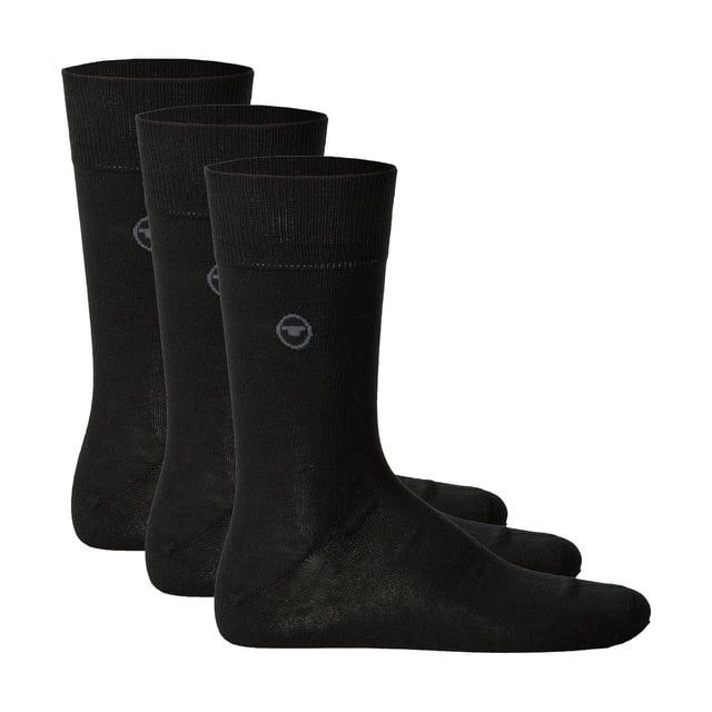 TOM TAILOR Calcetines para Hombre, Paquete de 3 - Básicos, Mezcla de Algodón, Lisos Negro 39-42