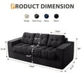 thumbnail image 3 of BYBYME 3 Seater Couch with Tufted Cushion & Backrest,Corduroy Floor Sofa with Armrests for Living Room Bedroom Office,Sofa in A Box,No Assembly Required,Black, 3 of 8