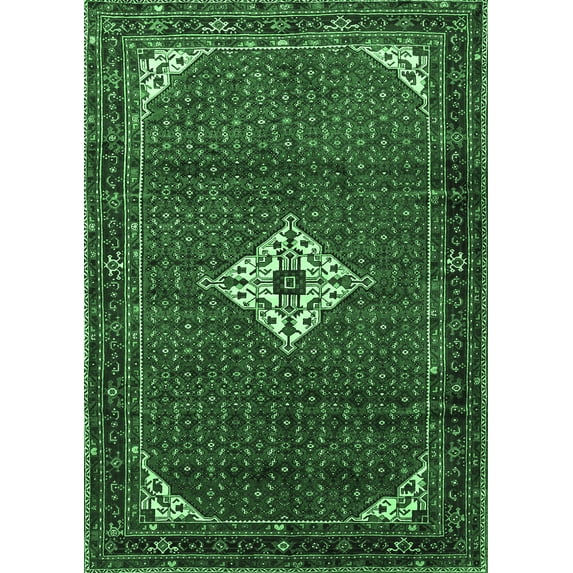 Ahgly Company Indoor Rectangle Persian Emerald Green Traditional Area Rugs, 3' x 5'