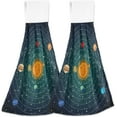 thumbnail image 2 of Kitchen Hanging Hand Towels for Bathroom Decorative with Hanging Loop Solar System with Sun Planets and Stars Set of 2 Soft Absorbent Funny, 2 of 7