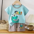 thumbnail image 2 of mgoYE Toddler Boy Clothes 18-24 Months Toddler Baby Boy Summer Beach Outfits Short Sleeve T-Shirt + Swim Shorts Set 2Pcs Children's Day Gift|Blue 18-24 Months, 2 of 4