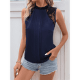 thumbnail image 4 of Women'S Lace Sleeveless Tops Pleated Summer Tank Tops 2025 Dressy Casual Sleeveless Shirts Blouse Navy Blue L, 4 of 9