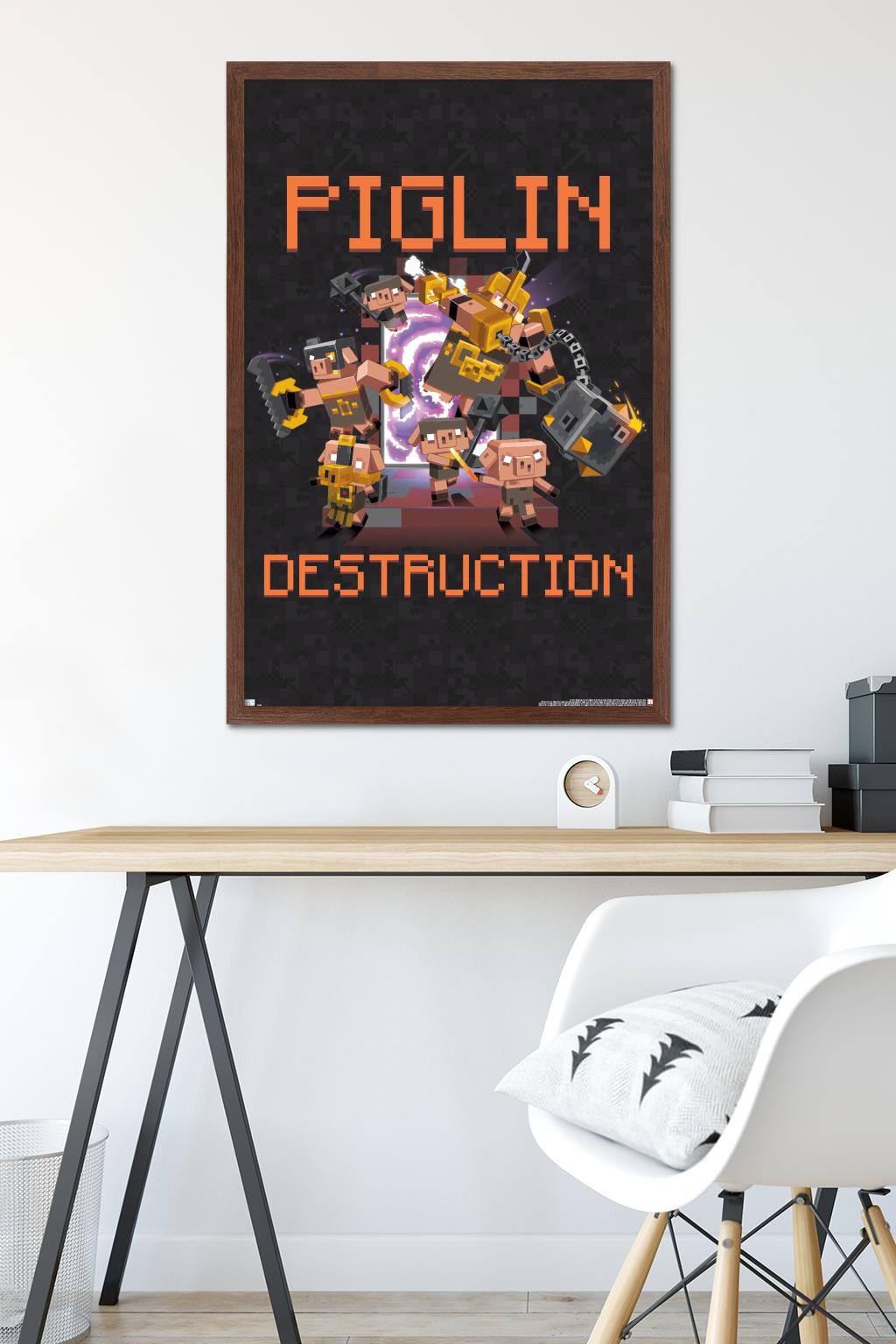 Minecraft: Legends - Piglin Destruction Wall Poster, 22.375" x 34" Framed