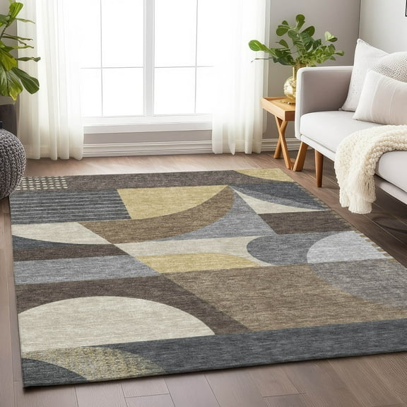 Addison Rugs Chantille Indoor/Outdoor Transitional Mid Century Brown Washable Rectangle Rug, 10' x 14'